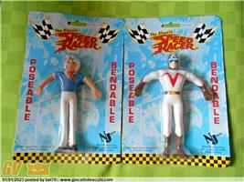 SPEED RACER SUPER AUTO MACH-5 SET ESCLUSIVO 2 FIGURE FLEXY ANNI 90 MINT ON CARDS