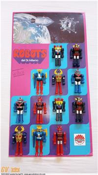 NACORAL SPAIN 1981 STORE DISPLAY ROBOTS DEL DR. INFIERNO MINT 100% COMPLETO E ORIGINALE, TIPO MINI SHOGUN