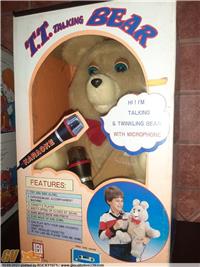 T.T. TALKING BEAR 1980`S TOY WITH TAPE WITH BOX GOOD CONDITION VINTAGE TOYS RARE