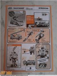 DIACLONE FOGLIO ISTRUZIONI (REPRO) CAMION GRU N°31 TRASFORMER TAKARA TRANSFORMERS 