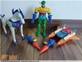 1975 SET VINTAGE JEEG ROBOT TRIVELLE A PUNTA + PANZEROID CAVALLO + BIG SHOOTER TAKARA MAGNEMO METAL TAKARA JAPAN