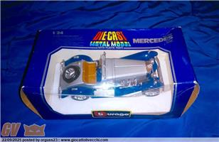 MERCEDES SSK 1509 BURAGO DIECAST METAL 1&#47;24 MINT BOX BLUE `80